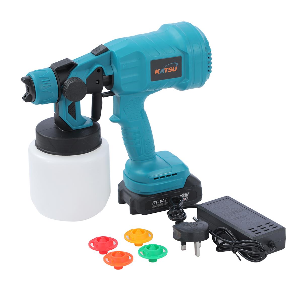 FITBAT Cordless Budget Spray Gun W Battery 1500MA with 5 Nozzles