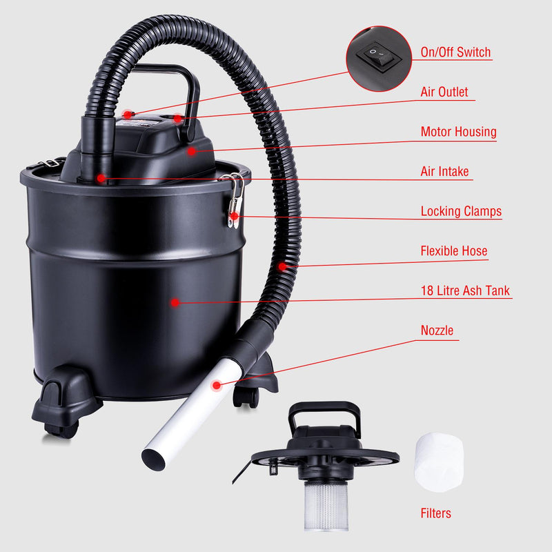 Fireplace Ash Vacuum Cleaner 18L 1000W