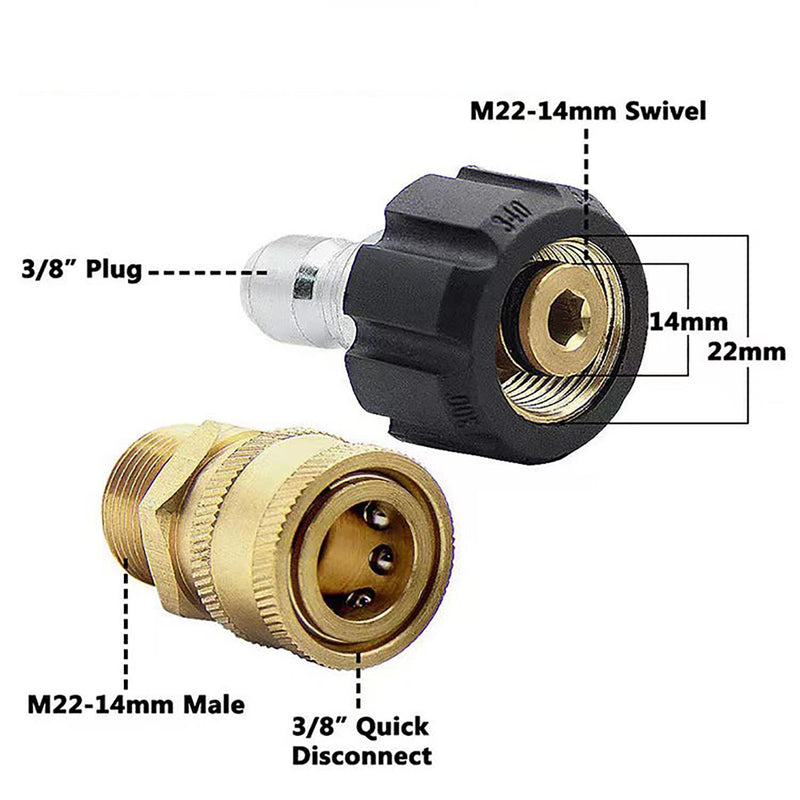 Pressure Washer Adapter Set, M22 Quick Connect 9Pc