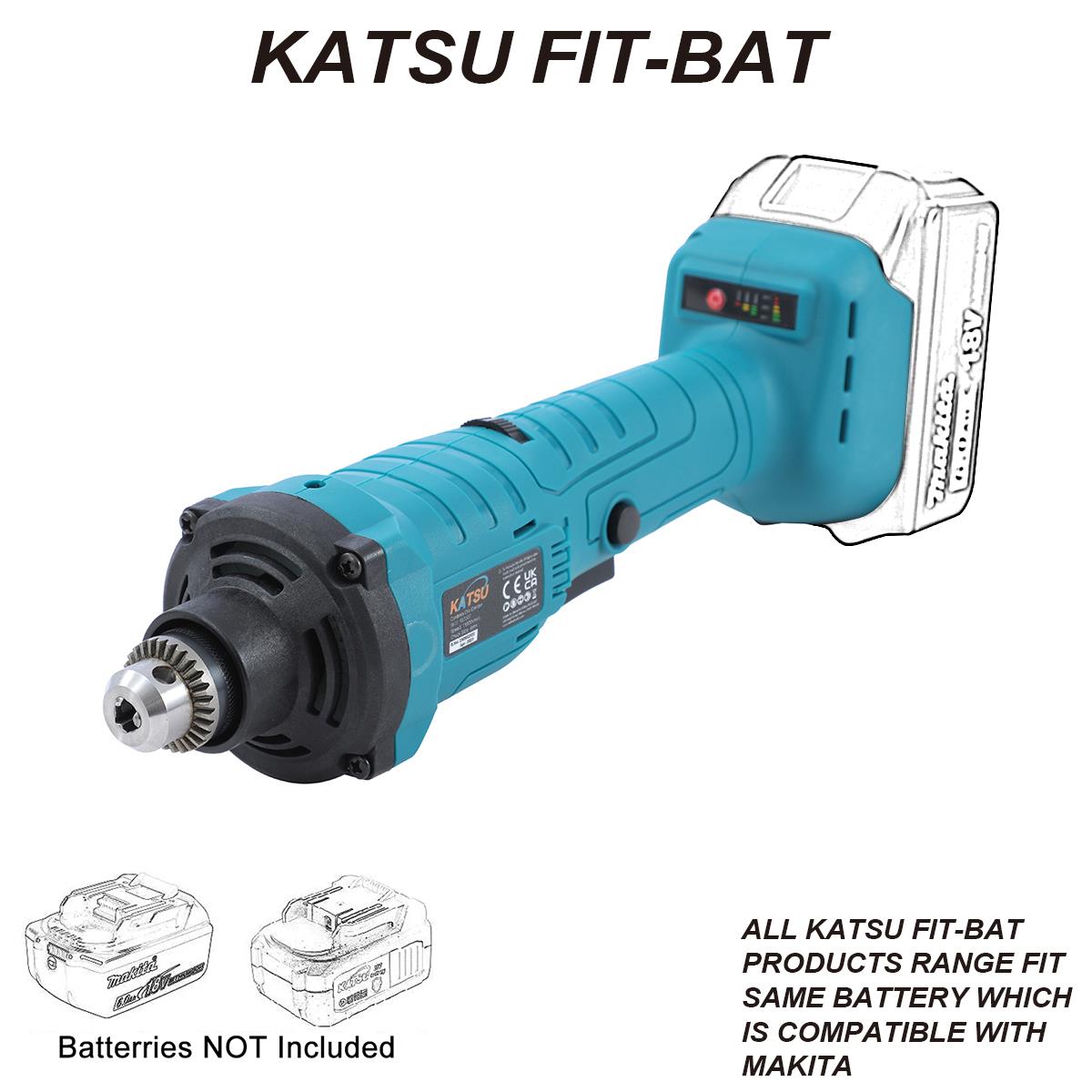 KATSU FIT-BAT 18V Brushless Cordless Die Grinder Electric Straight Grinder  Rotary Multi Tool with 6mm Nut Collet and 6 Variable Speed for Polishing  Grinding, No Battery and Charger : : DIY 