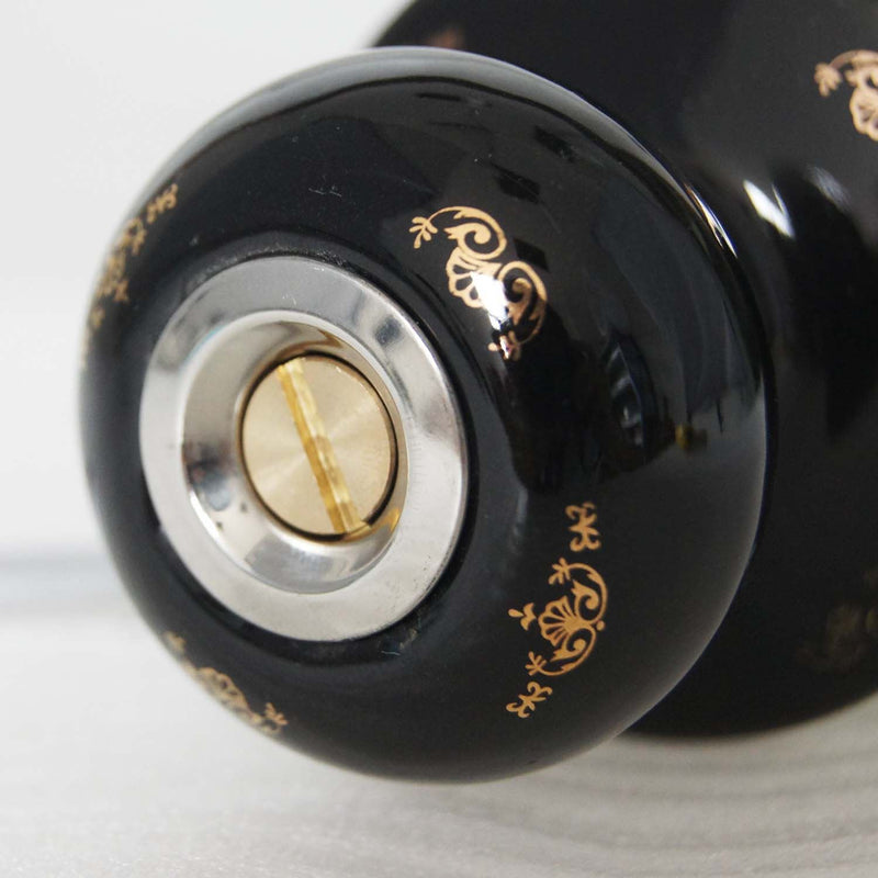 Door Knob Lock Ceramic Handle with Key Black & Gold