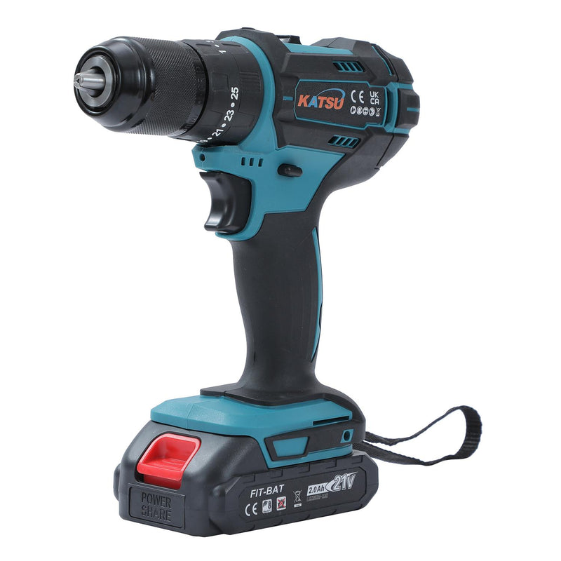 UNI-FIT Cordless Impact Drill 13mm with 2 batteries 2.0A & Accessories in BMC
