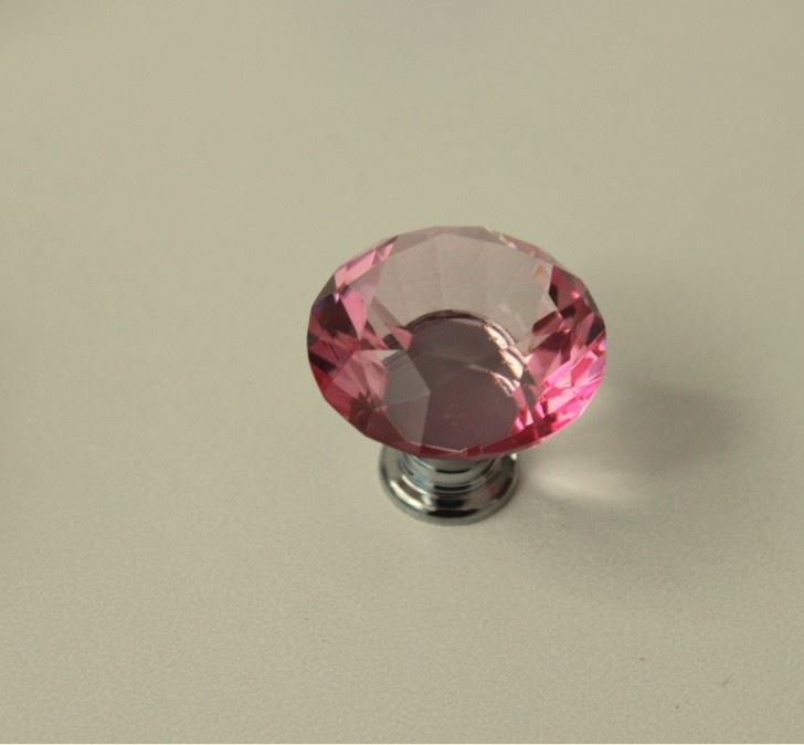 Drawer Knob Crystal - 30mm Pink