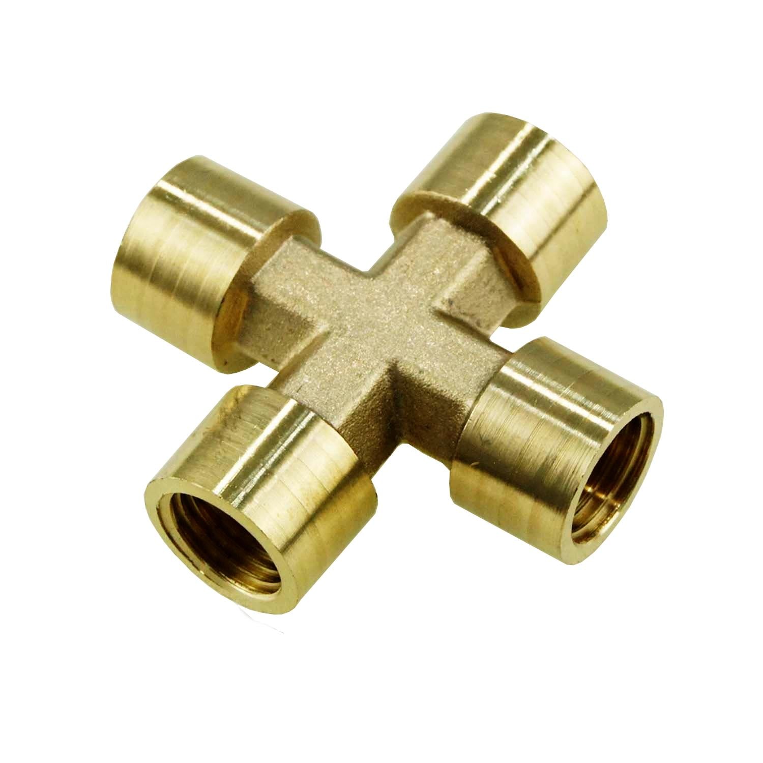 Air Line Brass Way Cross Female Connector - Main Image