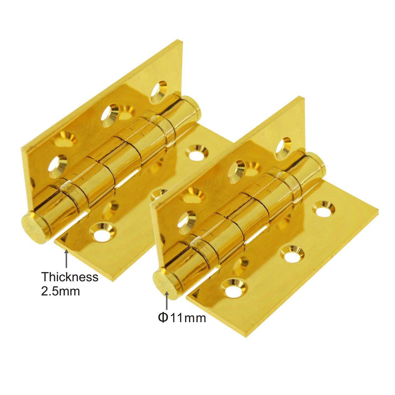 lron Hinges with 4 Bearings 1 Pair - Size: 3"- Gold