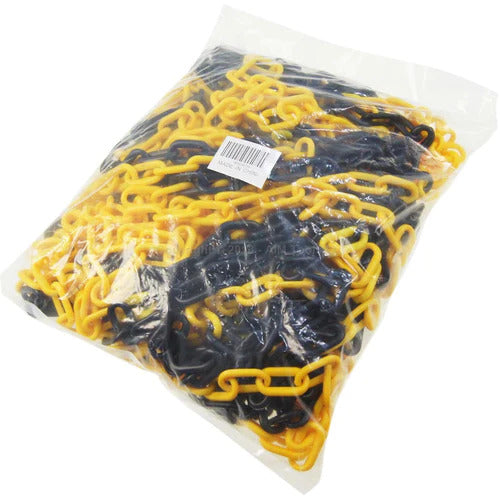 Black & Yellow Barrier Plastic Chain 8mm 25 meters