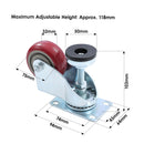 Swivel Leveling Castor 4PCs 75mm 3" - Red