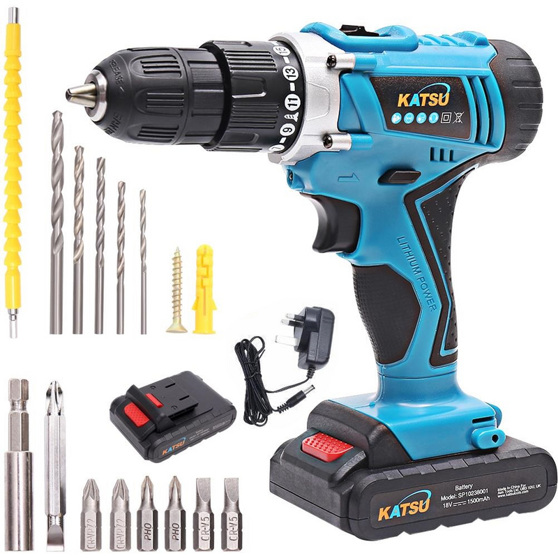 Cordless Drill 26N.m with Accessories & 2 Batteries