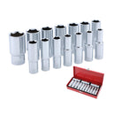 Deep Socket Set 1/2" 14 PCs in Steel Case CR-V