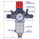 Air Filter Regulator 1/2" | Moisture Trap | Pressure Gauge