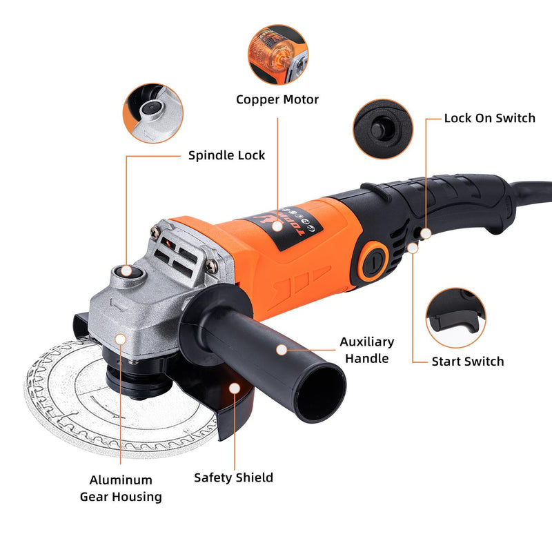 TOPWAY Corded Angle Grinder 115mm 125mm 750W  Cutting Grinding Polishing