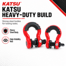 KATSU Tools 2PK 3/4" D-Ring Shackle 4.75 Ton Heavy Duty Towing Off Road Red