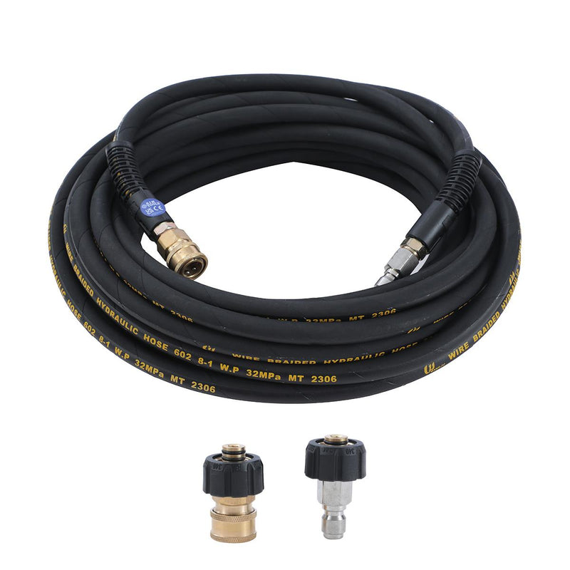 Pressure Washer Hose 15M, 3/8 Inch with 2 Quick Connect Kits