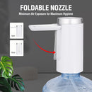 Water Bottle Pump 1200mAh USB Charging Foldable and Mute - White
