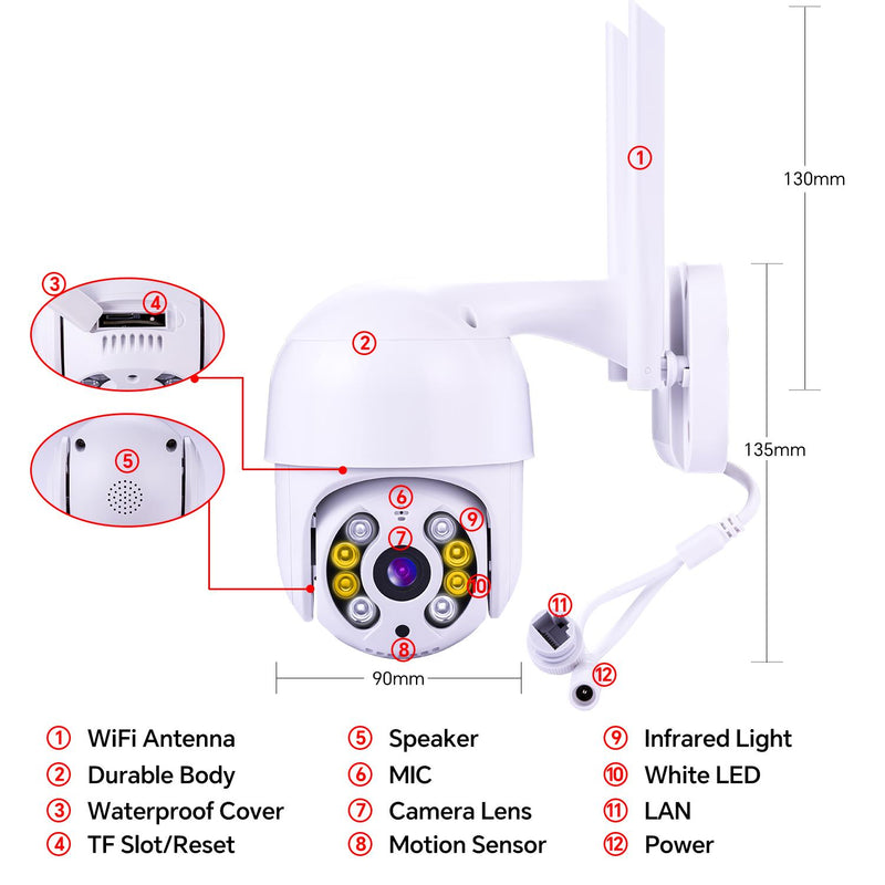 New Flash 3MP Security Camera Outdoor - 2.8