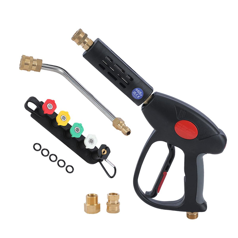 Pressure Washer Gun Short with Angled Wand and 5 Nozzle Tips