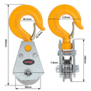 Pulley with Ball Bearings and Hook Rope 10mm 1Ton