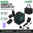KATSU Tools 3D Laser Level 12 Lines Green Cross Horizontal Vertical 311584
