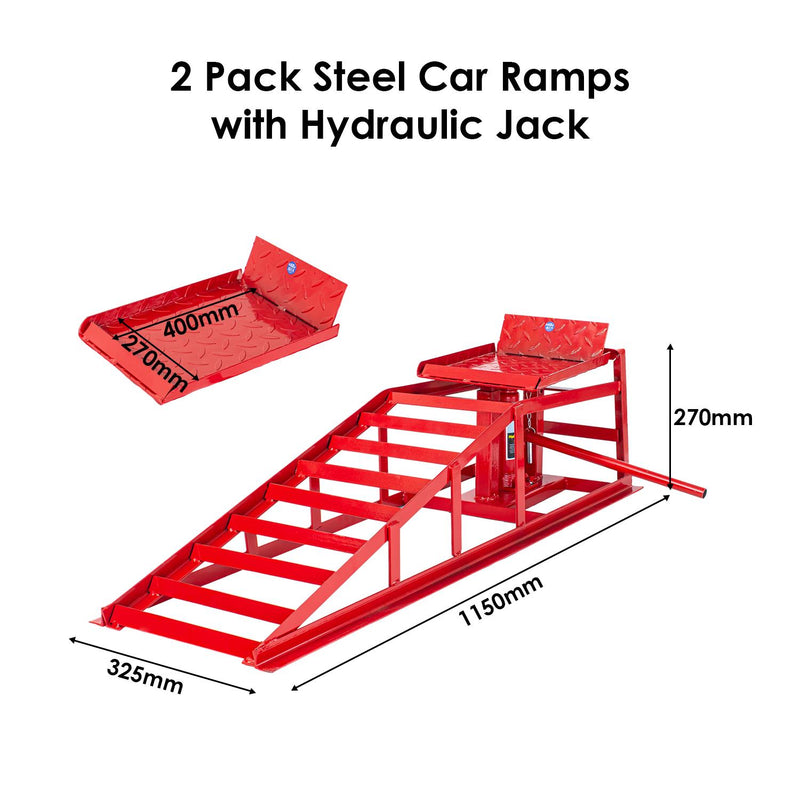 Steel Car Ramps With Jack 2PCs