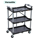 3 Tier Service Cart, Foldable, Utility Rolling
