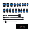 24-Piece 1/2" Drive Socket Set - CR-V, 6-Point