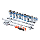 24PCs 1/2" Drive Socket Set, CR-V, 8-32mm Metric