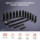 16-Piece 1/2" Drive Deep Impact Socket Set - CR-V