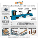 Bench Wood Lathe 400W – 1000mm Turning Length, 4