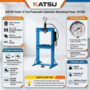 12 Ton Pneumatic Hydraulic Workshop Press, Hand &