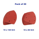 20 Pieces Mouse Sander Sandpaper 80/120 Grit