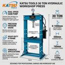 30 Ton Hydraulic Workshop Press, Dual Speed Hand