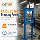 20 Ton Hydraulic Workshop Press, Dual Speed Hand