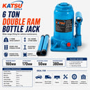 6 Ton Double Ram Hydraulic Bottle Jack, 160-380mm
