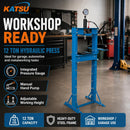 12 Ton Hydraulic Workshop Press, Hand Pump &
