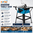 Table Saw 10" – 2000W with Stand, 254mm Cutting