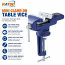 Portable 3.2" Clamp-On Table Vice with Nylon Jaws
