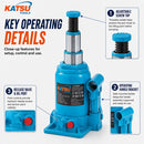 6 Ton Double Ram Hydraulic Bottle Jack, 160-380mm