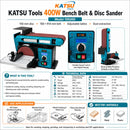 400W Bench Belt and Disc Sander – 150mm Disc, 100