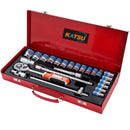 24PCs 1/2" Drive Socket Set, CR-V, 8-32mm Metric