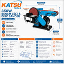350W Bench Belt and Disc Sander – 150mm Disc, 100