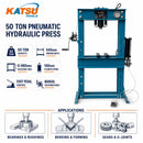 50 Ton Pneumatic Hydraulic Workshop Press, Hand &