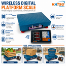KATSU Tools 300KG Wireless Digital Platform Postal Scale Steel 42x52cm 833182