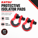 KATSU Tools 2PK 3/4" D-Ring Shackle 4.75 Ton Heavy Duty Towing Off Road Red