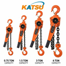 KATSU Tools 1.5 Ton Chain Hoist Lever Block Come Along 1.5m