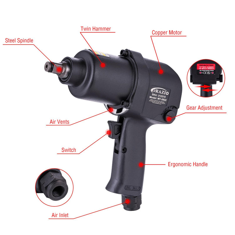 Air impact wrench Set Twin Hammer 1/2