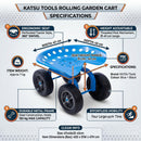 Rolling Garden Cart, Workshop Stool Trolley, 360°