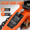 KATSU Tools 1.5 Ton Chain Hoist Lever Block Come Along 1.5m