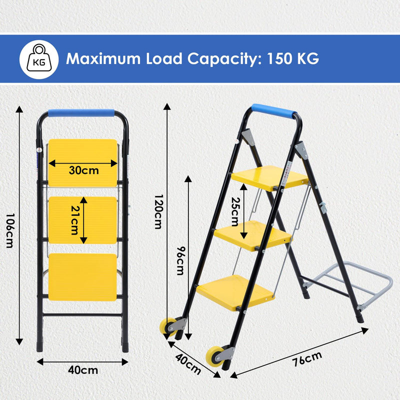 3 Steps Steel Trolley Ladder
