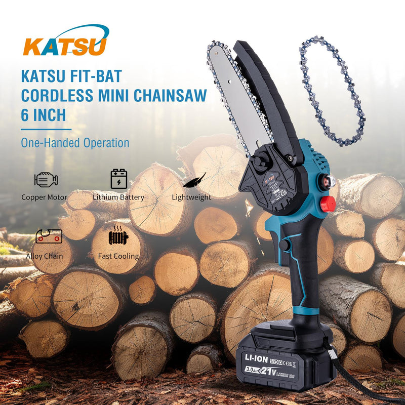 FIT-BAT Chainsaw with Oil Pump Extra Chain 6" With Battery 3.0Ah