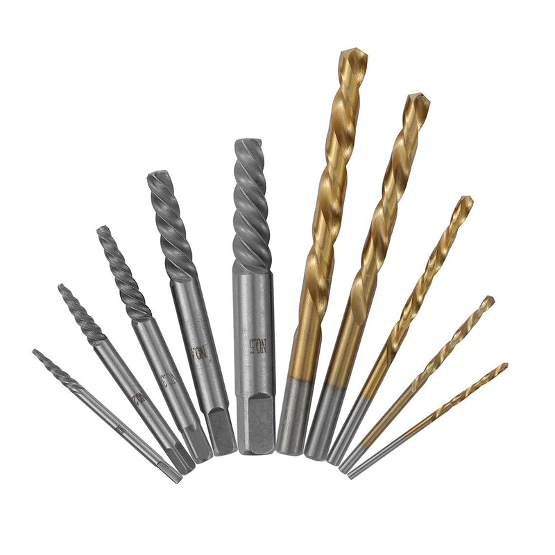 Screw Extractor Set With Drill Bits, 10PCs 1 to 5mm